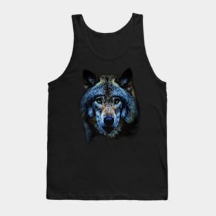 Blue Wolf Yellow Eyes Tank Top